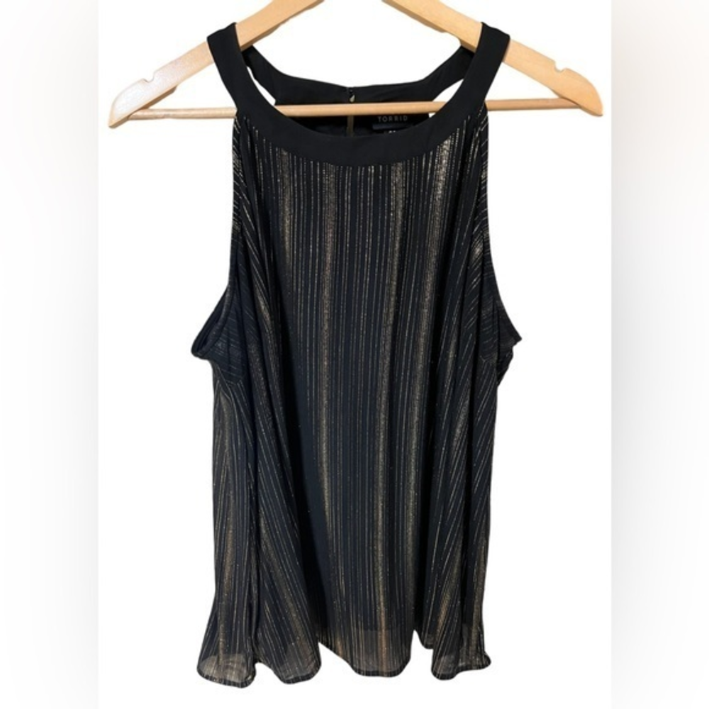 Torrid Black and Gold Striped Tank Top